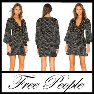 FREE PEOPLE Black Printed Boho Dress
